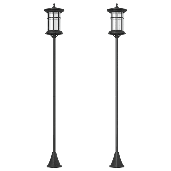 Outsunny 72" Solar Post Light, IP44 LED Outdoor Street Light, 2 Pack
