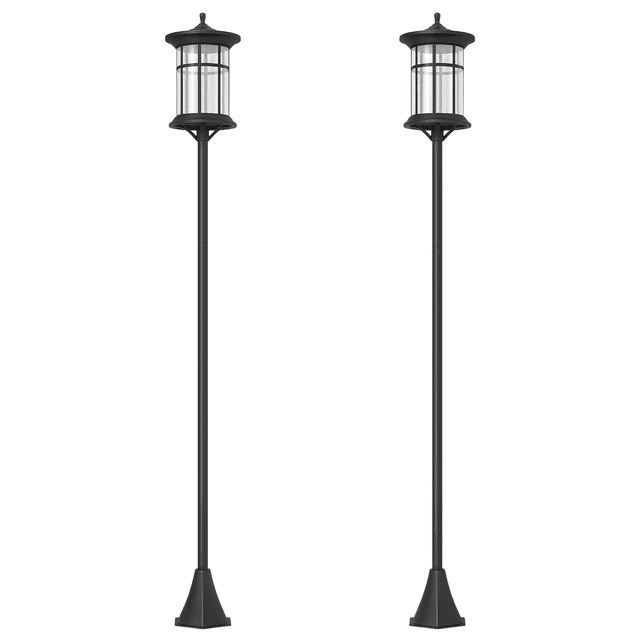 Outsunny Lampadaire Solaire de 72 Pouces, Lampadaire Extérieur IP44 à DEL, Lot de 2