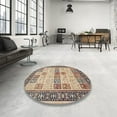 thumbnail image 3 of Ahgly Company Indoor Square Traditional Brown Persian Area Rugs, 4' Square, 3 of 6