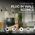 thumbnail image 3 of Globe Electric 10W LED Plug In Wall Sconce Clear Glass Shade, Dark Bronze, 3 of 7