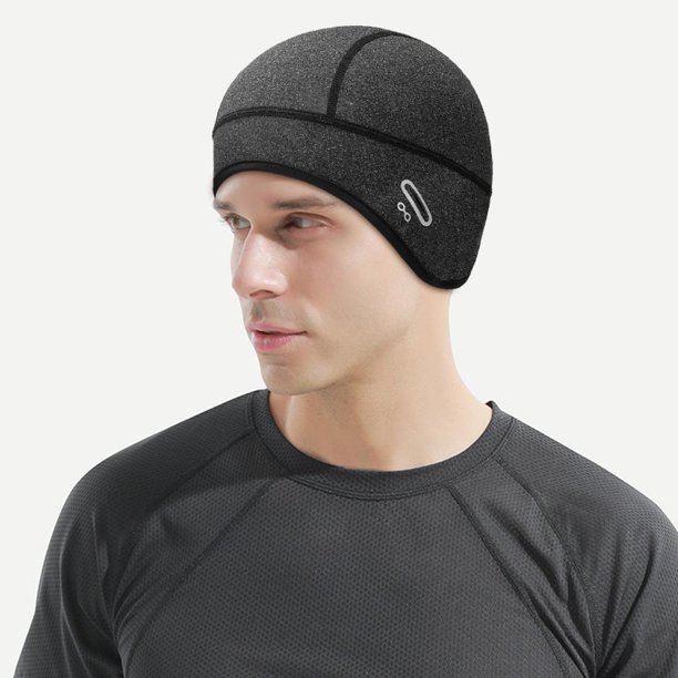 Gorro de protección auditiva polar para ciclismo de invierno para hombre con orificio para gafas (gris)