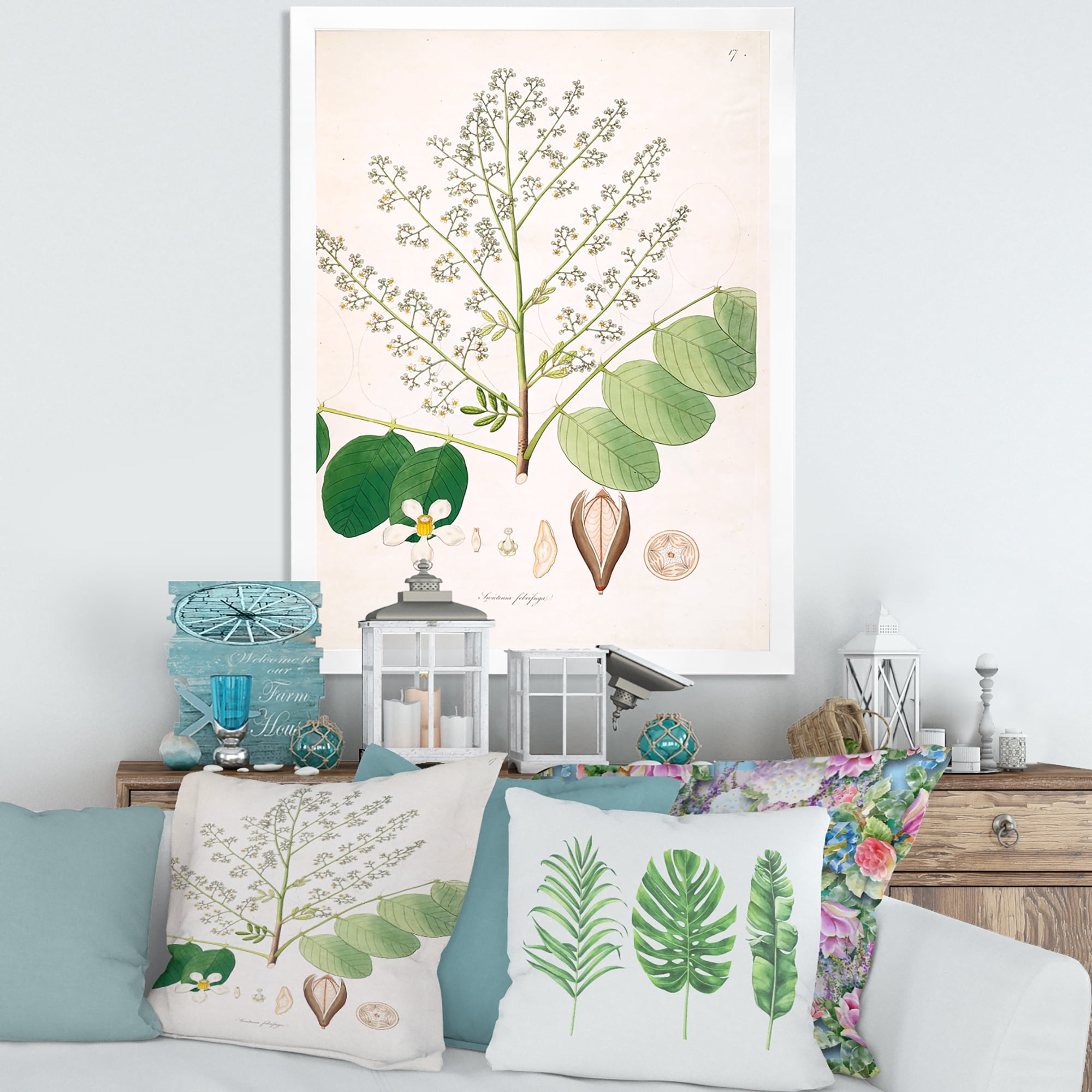 Designart 'Ancient Botanicals XVI' Farmhouse Framed Art Print