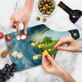 thumbnail image 4 of Earth Cutting Board, Circular Frame with Endless Green Landscape Infinity Clouds Space, Decorative Tempered Glass Cutting and Serving Board, Wine Bottle Shape, Green Brown Petrol Blue, by Ambesonne, 4 of 5