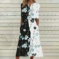 thumbnail image 1 of Ovzne Robes pour Femmes 2025 Robe pour Femme Robe Décontractée Ample Unie à la Mode Imprimée à Manches Courtes Col en V Mi-Mollet Robe à Manches Courtes Col en V Grande Taille Robe Courte, 1 of 5