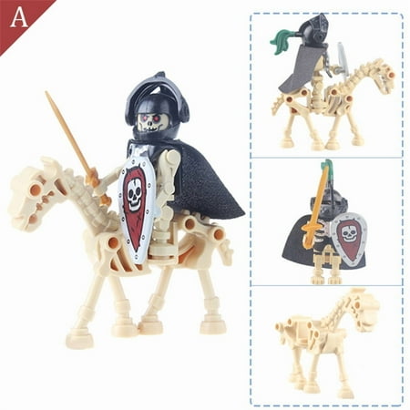 Skeleton Medieval Castle Knight Warriors Animal Hores Building Blocks Singer Heroes DIY Collection Toy For Boys Gifts
