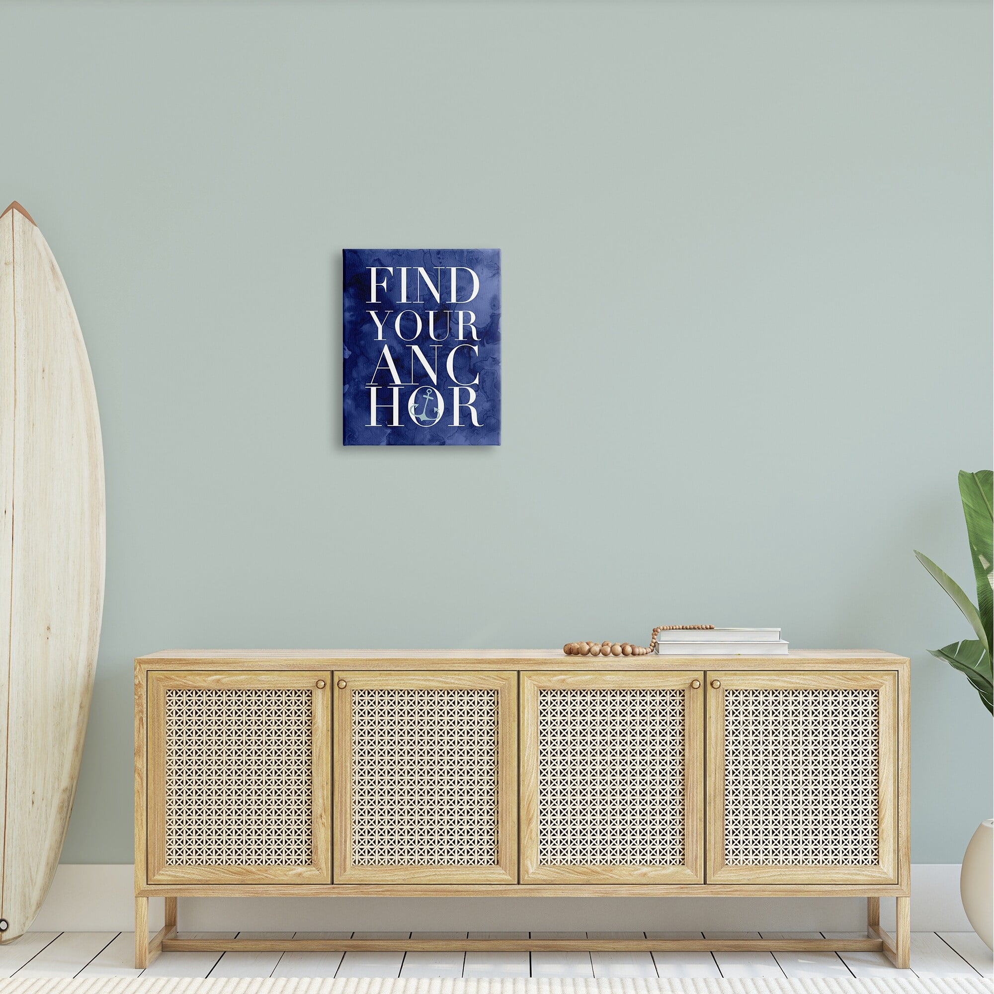Stupell Industries Find Your Anchor Ocean Theme Anchor Text Graphic Art Gallery Wrapped Canvas Print Wall Art, Design by Daphne Polselli