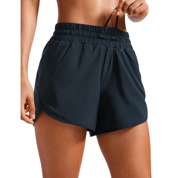 Shorts CRZ YOGA para correr talle XL, tiro medio, secado rápido, azul marino 5"