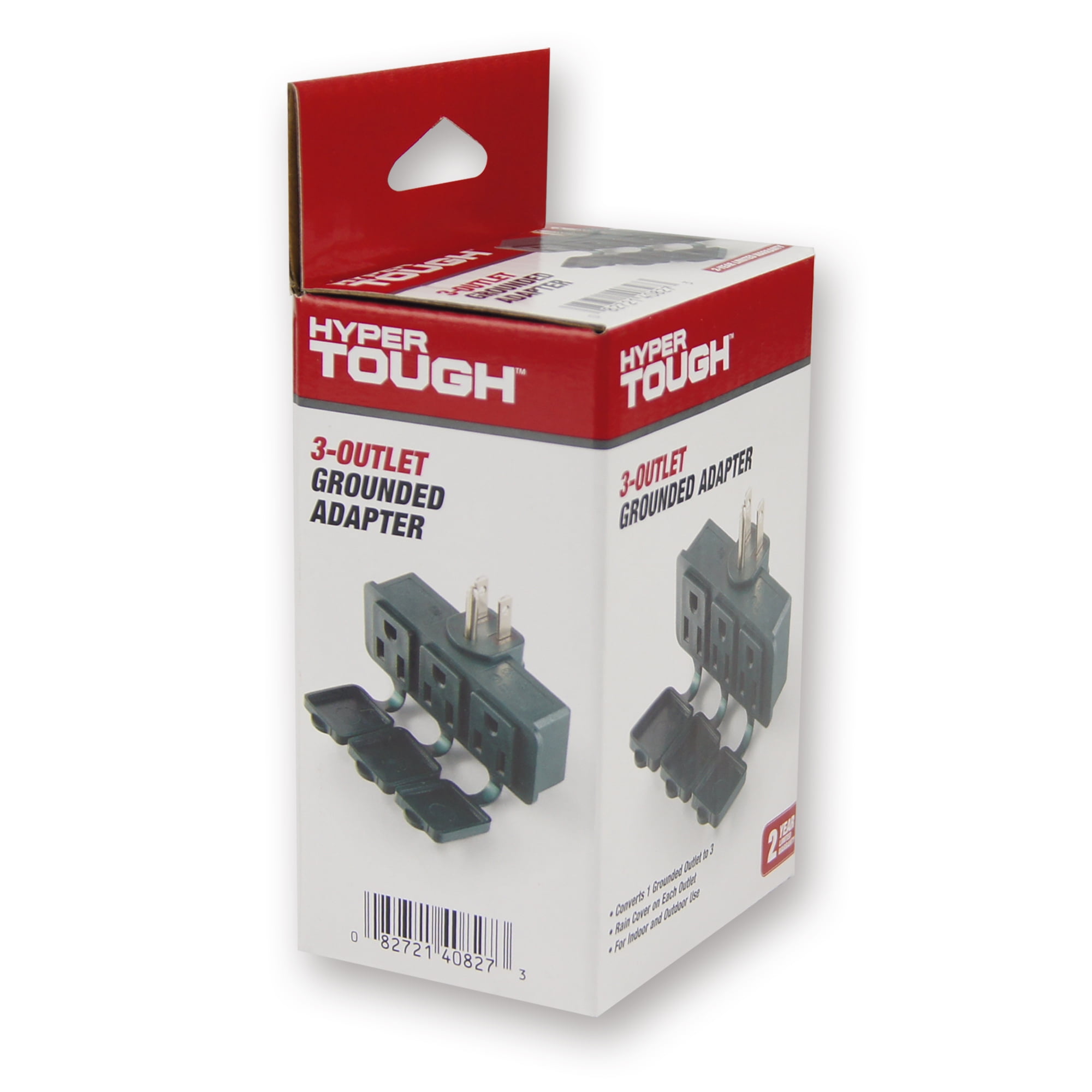 Hyper Tough Indoor/Outdoor 3 Grounded Outlet Wall Adapter with Safety Cover, Green,15 Amp, 125 V Grounded Straight Electric Plug,1875 W