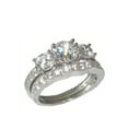 thumbnail image 2 of His Hers 3 Stone Cz Engagement & Wedding Ring Sets, Sterling Silver, Titanium, 2 of 6
