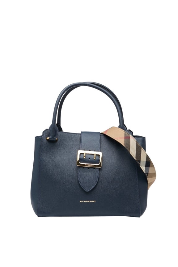 Pre-Owned Burberry Nova Check Handbag/Shoulder Bag, 2-Way, Navy Leather, Women's, BURBERRY