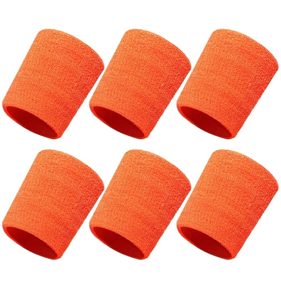 BESTSKY 6Pcs Wrist Bands Strong Sweat Absorption Sweat Band Breathable Wrist Wraps,Orange