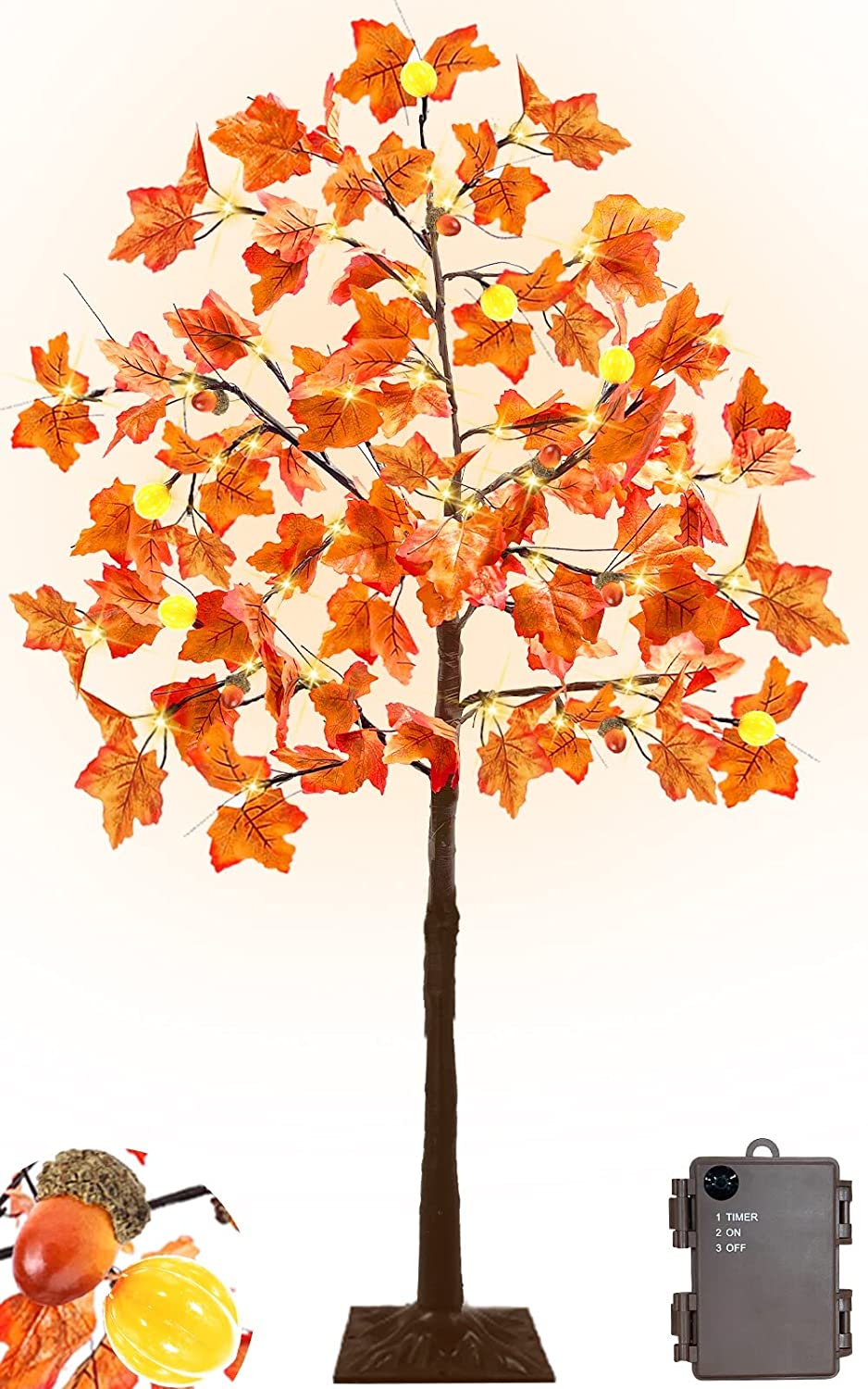 4 Feet Prelit Maple Tree Fall Decorations Fall Tree Decor with Timer