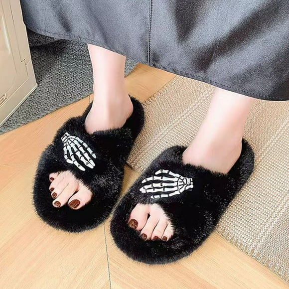 WILLBEST Women 4 Slippers Women's Autumn and Winter Fashion Solid Color Suede Open Toe Thick Sole Slippers Home Casual Comfortable Outdoor Slippers
