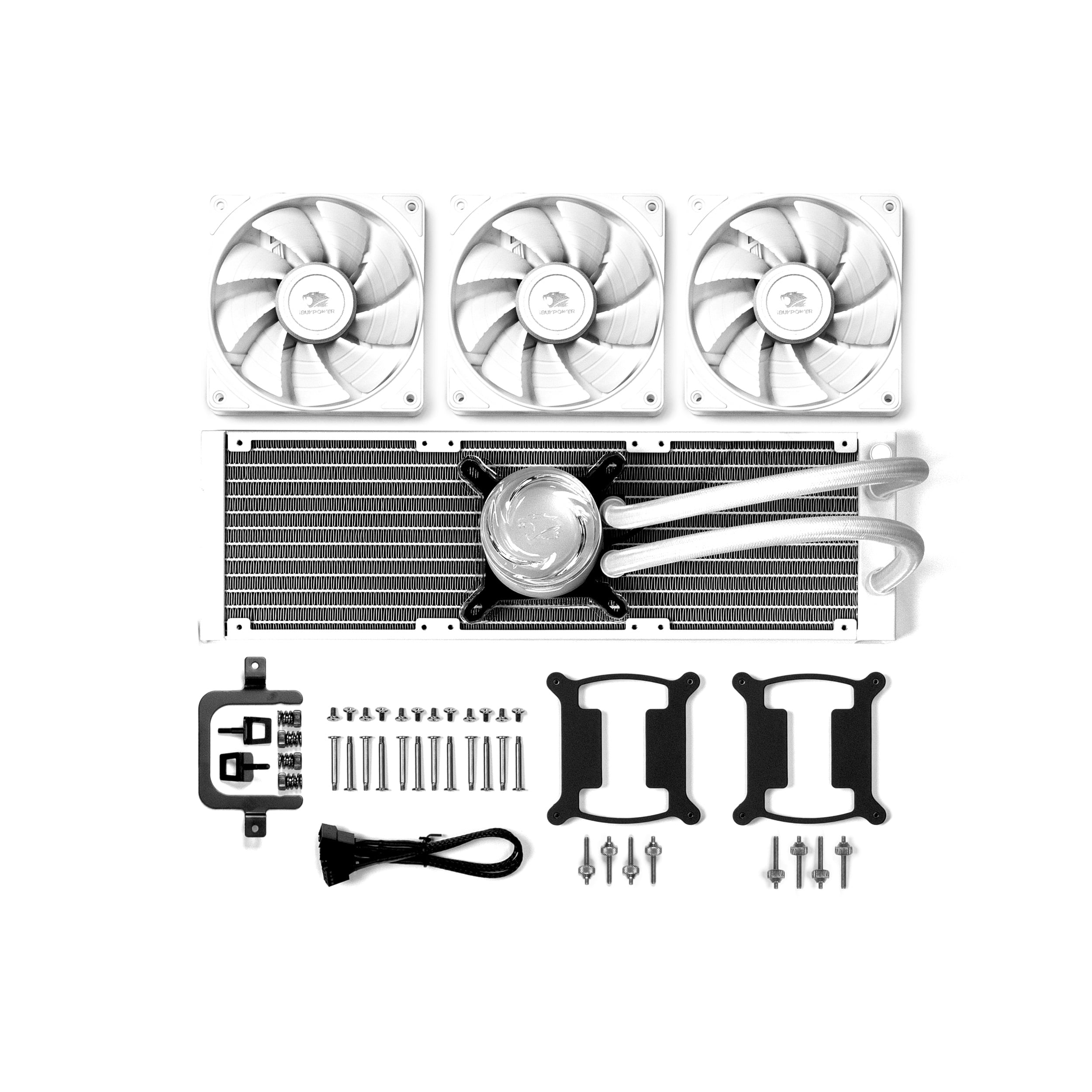 iBUYPOWER - AW4 360mm Radiator CPU Liquid Cooler (3 x 120mm Core Fans) with RGB Display - White