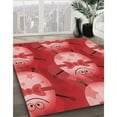 thumbnail image 3 of Ahgly Company Machine Washable Indoor Round Transitional Red Area Rugs, 4' Round, 3 of 7