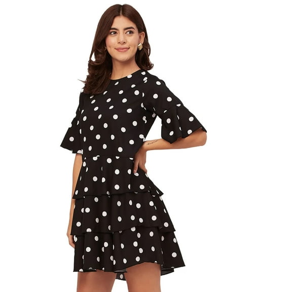 Moomaya Romantic Printed 3/4 Sleeve Drop Waist Dress - Women's Boho Midi Dress