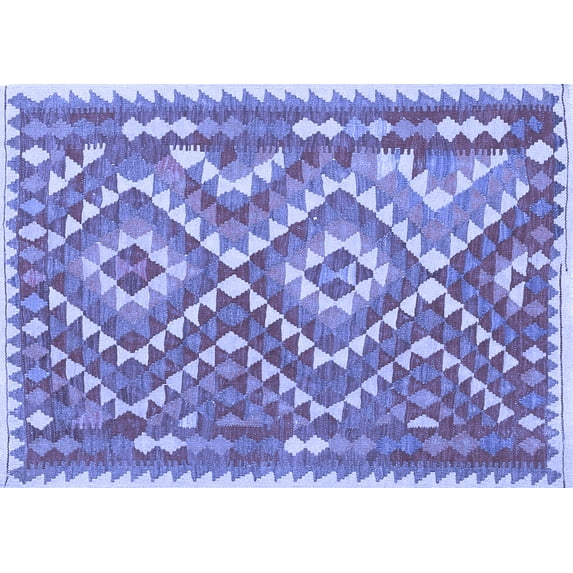 Ahgly Company Machine Washable Indoor Rectangle Southwestern Blue Country Area Rugs, 2' x 3'