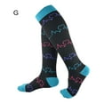 thumbnail image 1 of Men Women Compression Socks, Soft Skin-friendly Cotton Fashion Wavy Line Design Stretchy Anti-slip Knee Length Compression Stockings for Running Hiking Cycling, 1 of 8