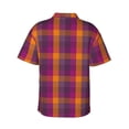 thumbnail image 3 of Daiia Orange and Purple Plaid Hawaiian Shirt for Men Gentle Cotton Regular Short Sleeve Casual-Small, 3 of 9