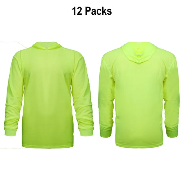 D & S Polymesh Safety Hoodie, Long Sleeve, 12 Pack - 100% Polyester, Size: Adult