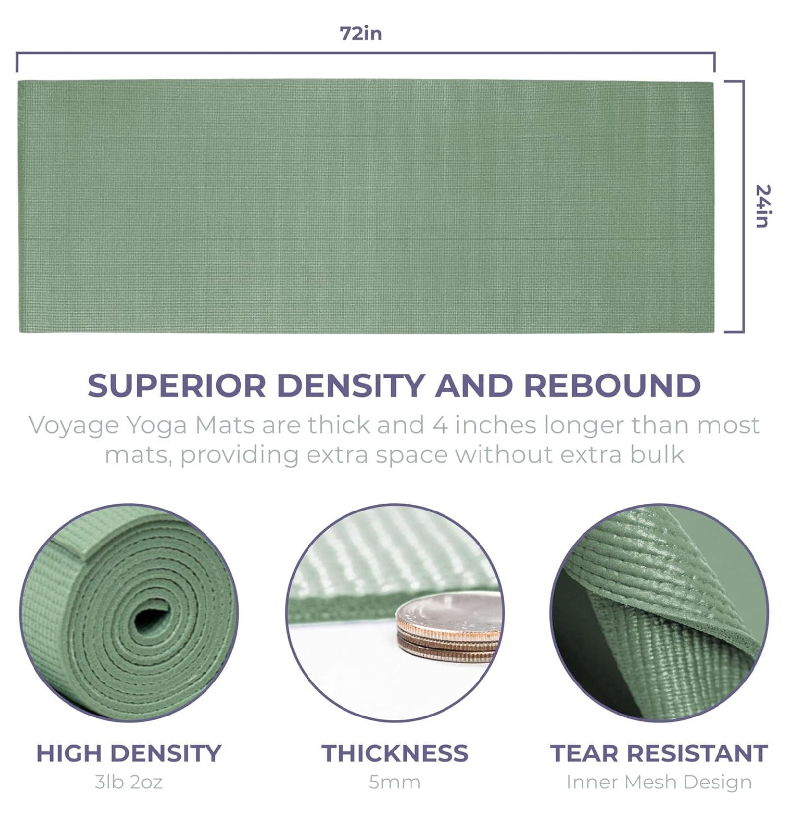 Yoga Mat, 6 Pack, 72" x 24" Professional Studio and Gym Bulk Yoga Mats, 5mm Thick, Durable, Anti-Tear, Non Slip Fitness and