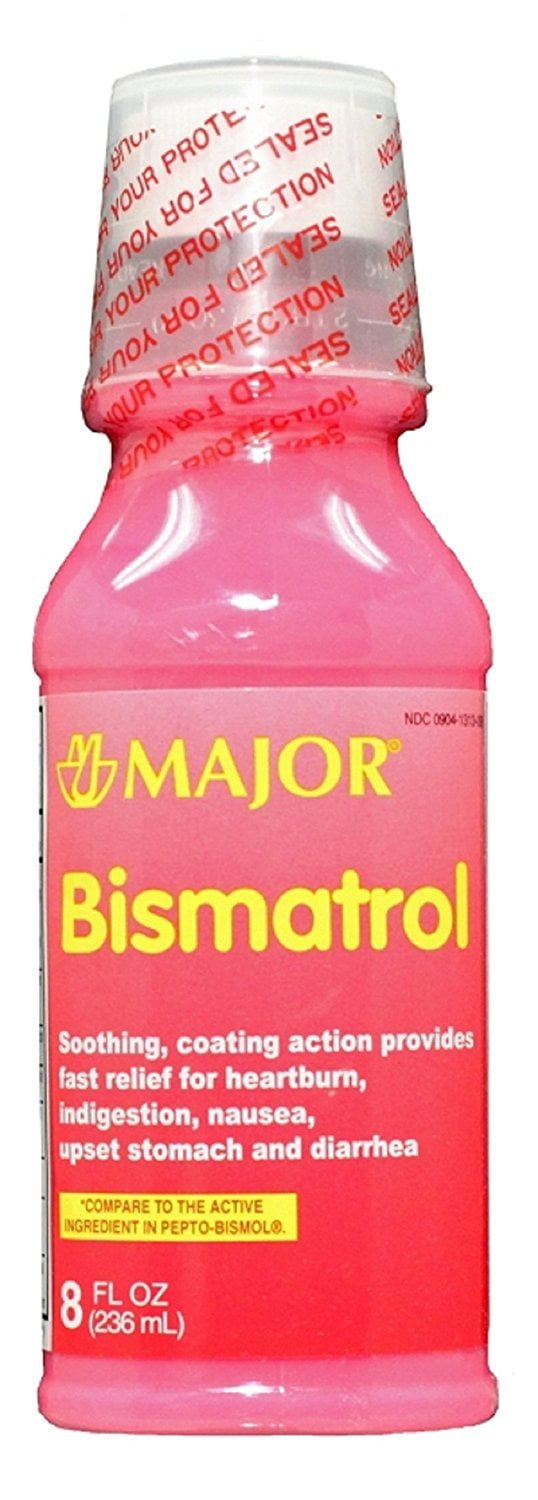 MAJOR BISMATROL LIQUID BISMUTH SUBSALICYLATE-262 MG/15 ML Pink 236 ML UPC 309041313095