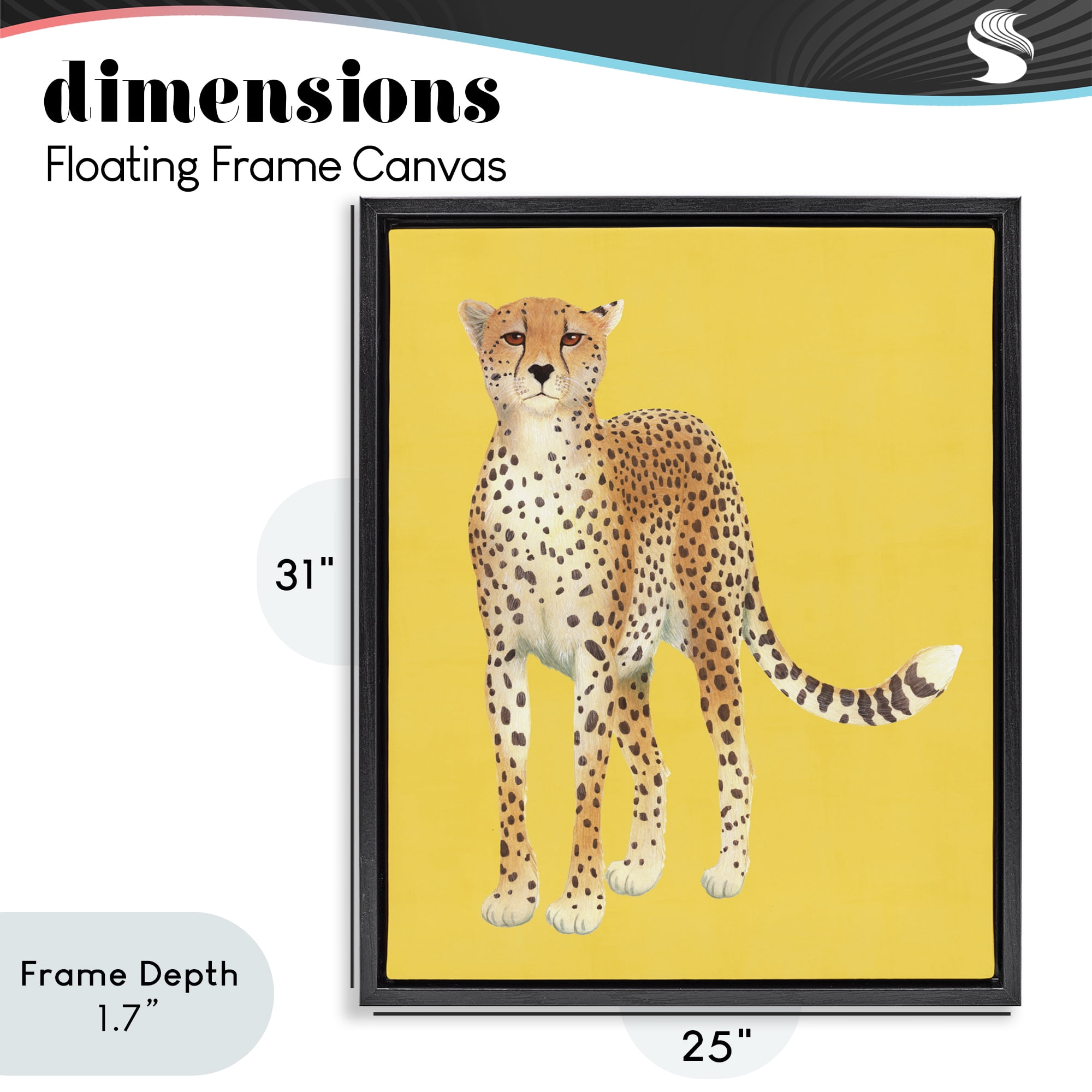 Stupell Industries Exotic Cheetah over Yellow Black Framed Floater Canvas Wall Art, design by Karolina Sato