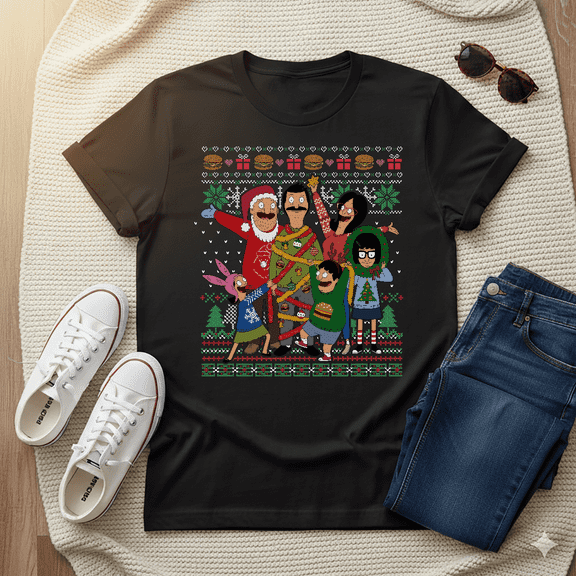 Bob's Burgers Merry Xmas Funny Christmas Cartoon TV Show Unisex T-Shirt, up to Size 5XL