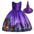 thumbnail image 1 of Girls Kids Halloween Witch Dress with Hat Smooth Princess Skirt Dress up, 1 of 7