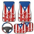 thumbnail image 2 of Pzuqiu Puerto Rico Flag Car Floor Mats with Car Steering Wheel Cover 5 Pcs Full Set Front & Rear Floor Mats with Anti-Slip Pad All Weather Removable Automotive Accessories for Cars, 2 of 6