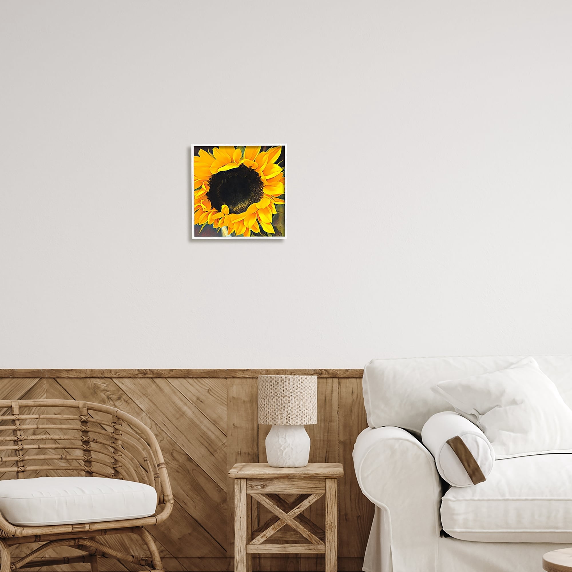 Stupell Industries Bold Yellow Summertime Sunflower Close Up Blossom Graphic Art White Framed Art Print Wall Art, Design by unknown