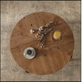 thumbnail image 3 of 33.86"Modern Retro Splicing Round Coffee Table, Fir Wood Table Top with Black Cross Legs Base, 3 of 12