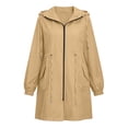 thumbnail image 7 of Maqroz Womens Rain Coat with Hood Adjustable Cinch Waist Long Windbreaker Large Patch Pockets Zip Front Lightweight Trench Outerwear Fall Summer Safari Style Urban Utility, 7 of 7