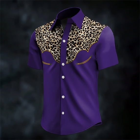RUTAYY Men's Shirts Denim Short Sleeve Casual Button Down with Pocket Turndown Collar Comfortable Daily Wear Elegant Holiday Blouse