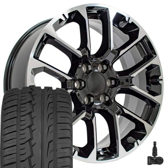 OE Wheels CV67 22 Inch Rims and Tires Fit Suburban 1500 High Country Style 6x139.7 22x9 Gloss Black Machined - Hollander 14079 - iMove Gen 2 SUV 285/45-22 (Set of 4)
