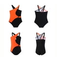 thumbnail image 5 of YunPes Girls One Piece Swimsuits Fashion Color Block Bathing Suit Front Criss Cross Swimwear Monokini Teen Pool Beach Outfit, 5 of 5