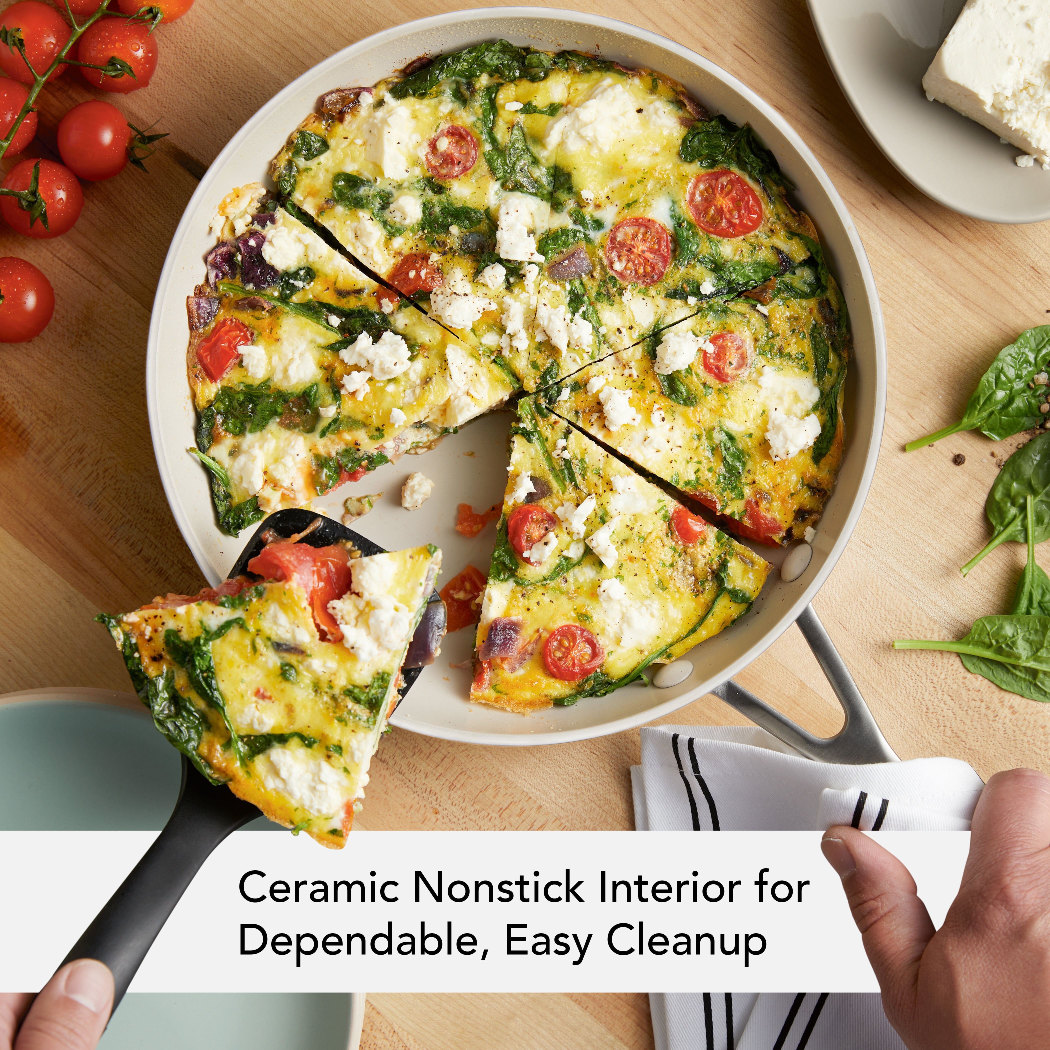 KitchenAid Hard Anodized 10 Inch Ceramic Nonstick Frying Pan, Oven Safe to 500°F, Porcelain White