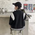 thumbnail image 3 of Chaqueta elegante para niños, uniforme de béisbol con cuello en V, Top de manga larga, prendas de vestir exteriores a la moda, primavera y otoño, 2023, 3 of 4