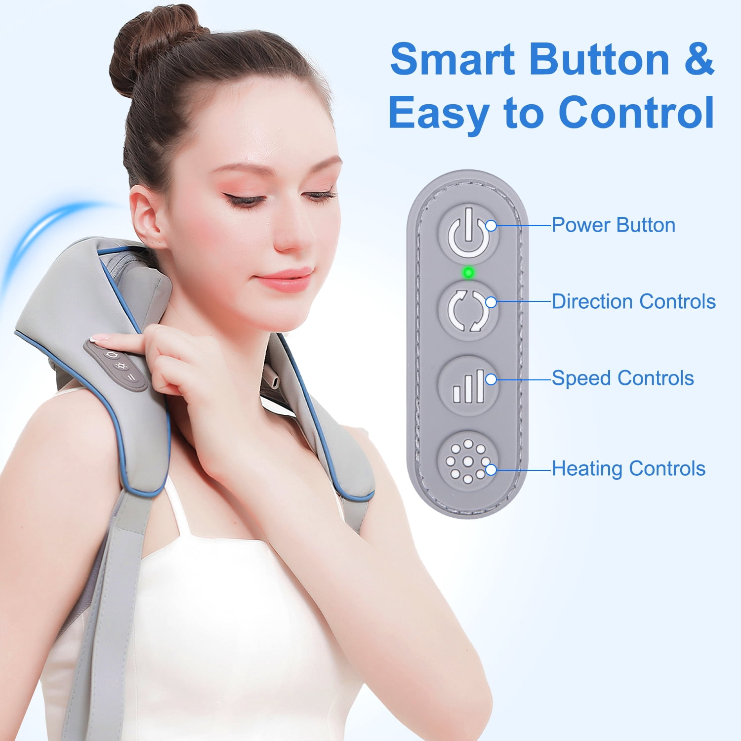 Cshidworld Back Shoulder and Neck Massager for Pain Relief Deep Tissue, Electric Massager with Heat, Neck, Back, Shoulder, Trapezius Muscle Relaxation Massage Pillow, Great Gift for Family