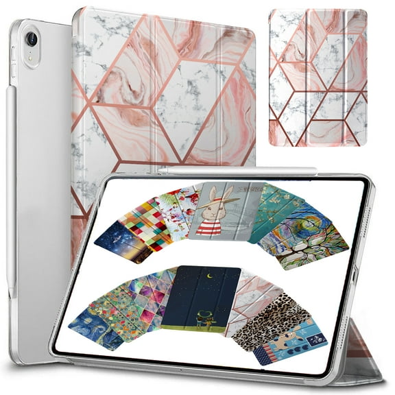 DuraSafe Cases for iPad PRO 12.9-3 Gen (Will Not Fit on PRO 12.9 2020) Ultra Slim Clear PC Back Shell Cover Supports Pencil Pair & Charging - Pink Marble