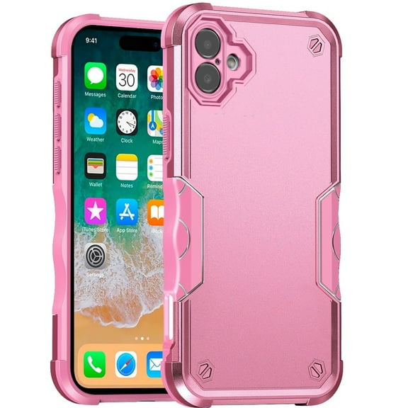 For iPhone 16 Plus 6.7 inch Exquisite Tough Shockproof Hybrid Case Cover - Pink