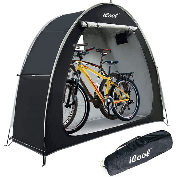 Outdoor Bike Covers Storage Shed Tent, 210D Oxford Thick Waterproof Fabric Aluminum Alloy Bracket Bicycle Storage shed Neat Cover - Storage of 2 Bicycles or tricycles-Black