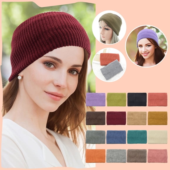 Sentmoon Serre-Têtes Bandeaux Mignons pour Femmes Couleur Unie Serre-Tête Tricoté à Double Couche Serre-Tête en Laine Lavage Accessoires pour Cheveux de Yoga Grand Serre-Tête de Sport