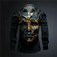 thumbnail image 1 of Camisa tipo cárdigan con cuello tipo polo de manga larga para hombre, nueva primavera/verano , con estampado de máscara 3D y club de baile, ropa cómoda para hombre, 1 of 6