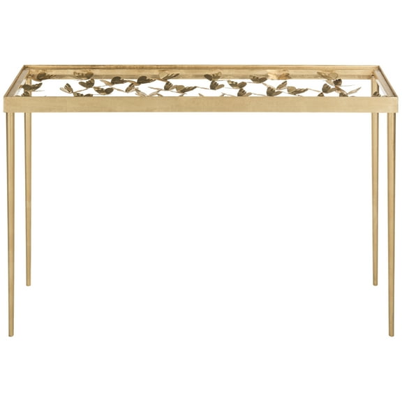 SAFAVIEH Rosalia Butterfly Console Table, Gold/Clear