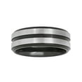 thumbnail image 3 of Men's Black IP Stainless Steel Grooved Wedding Band - Mens Ring, 3 of 4