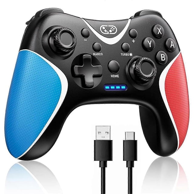 Wireless Game Controller with Programmable/Vibration/Turbo Compatibility for /Lite/OLED/ PC Blue