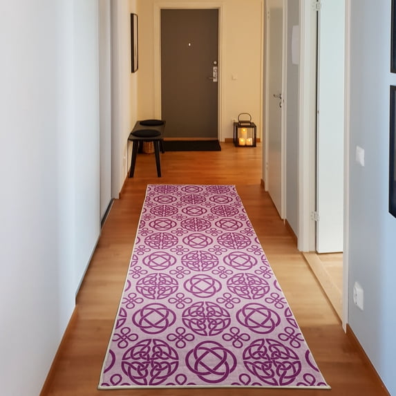 Celtic Decorative Rug, Retro Tribal Circle Knots Eternity Forms Pattern Boho Ireland Irish Floral Art, Quality Carpet for Bedroom Dorm and Living Room, 6 Sizes, Pale Fuchsia, by Ambesonne