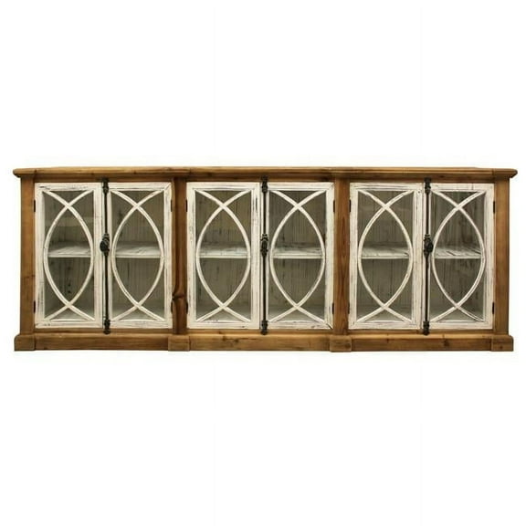 Wheatstone Solid Wood 6 Door Sideboard with Glass Inserts in Natural