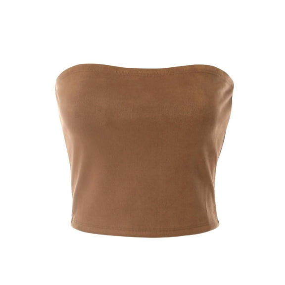 MixMatchy Women's Boho Strapless Basic Faux Suede Tube Top